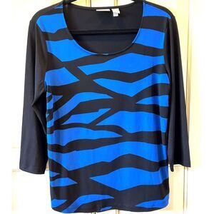Chico's Royal Blue/Black Shirt - Size Medium